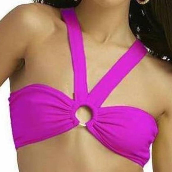 Womens Bralette Halter Top Nicki Minaj Pink Large O-Ring Stretch Knit Crop Top - Picture 1 of 3
